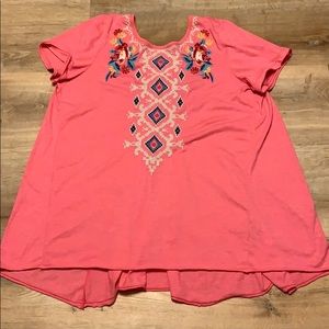 JW Los Angeles pink embroidery top
